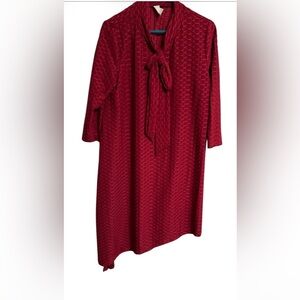 Red Textured Dress with Bow